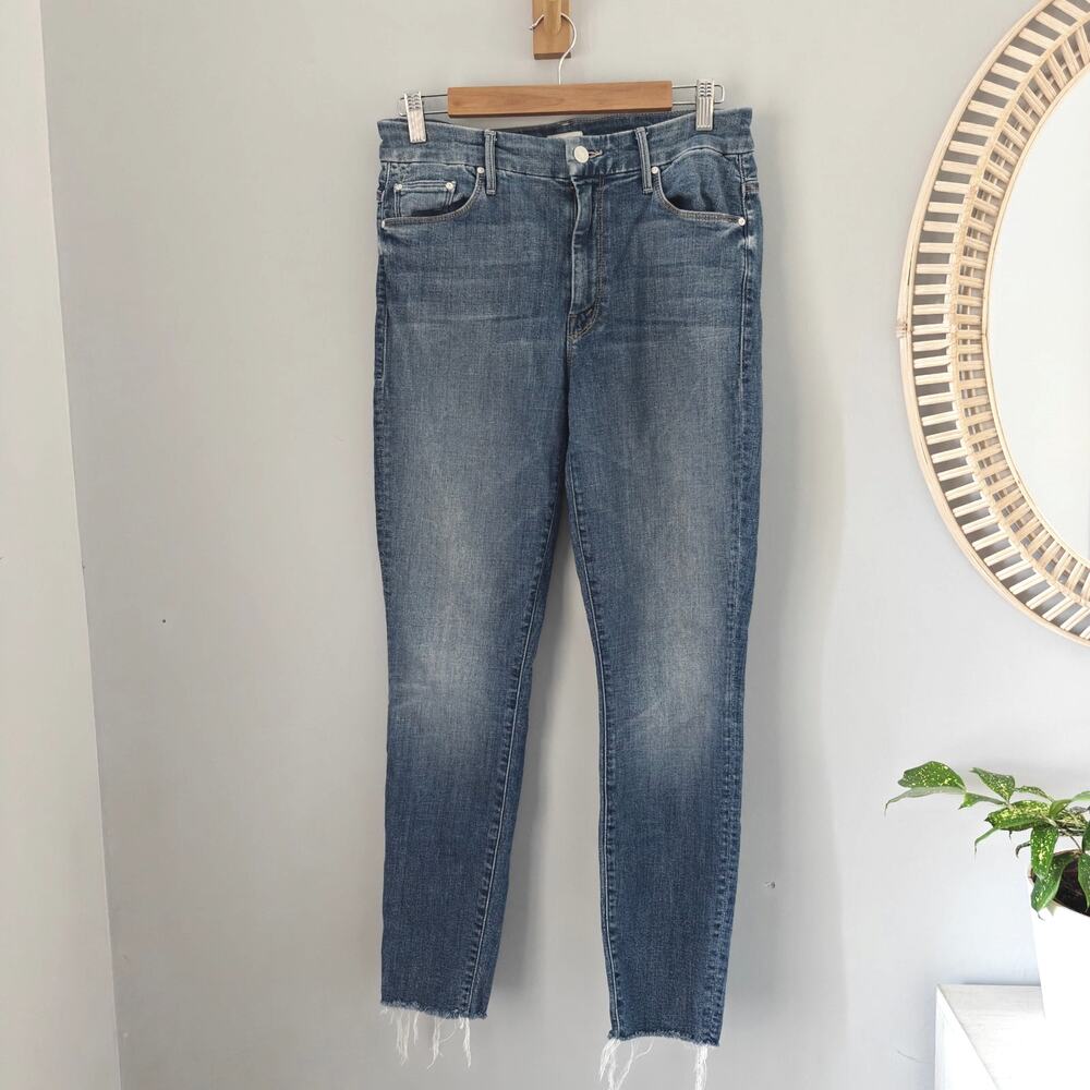 MOTHER High Waisted Looker Ankle Fray One Smart Cookie Skinny Slim Jeans 28